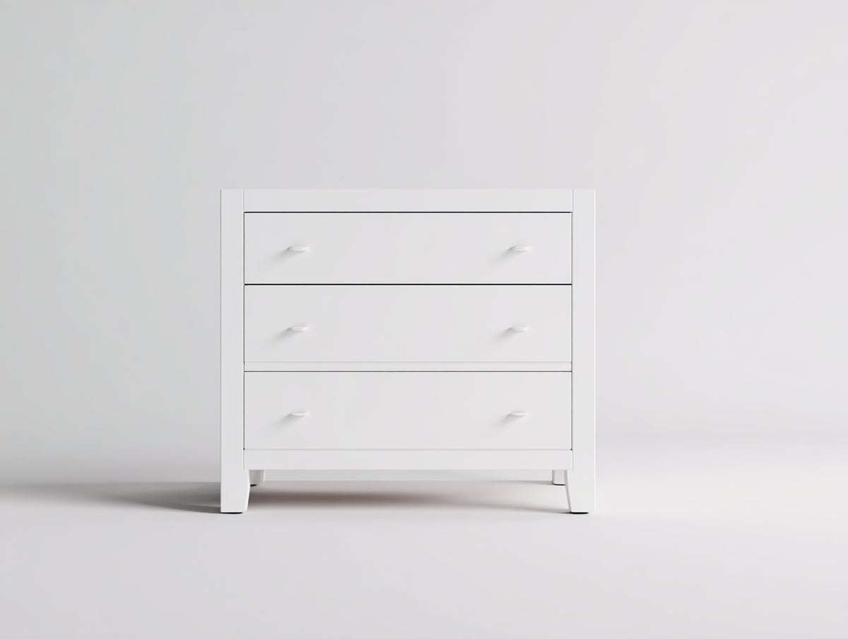 Mesitas de noche de madera 80 x 42 x 90 cm - blanco - mesita con 3 cajones y patas elevadas de diseño minimalista