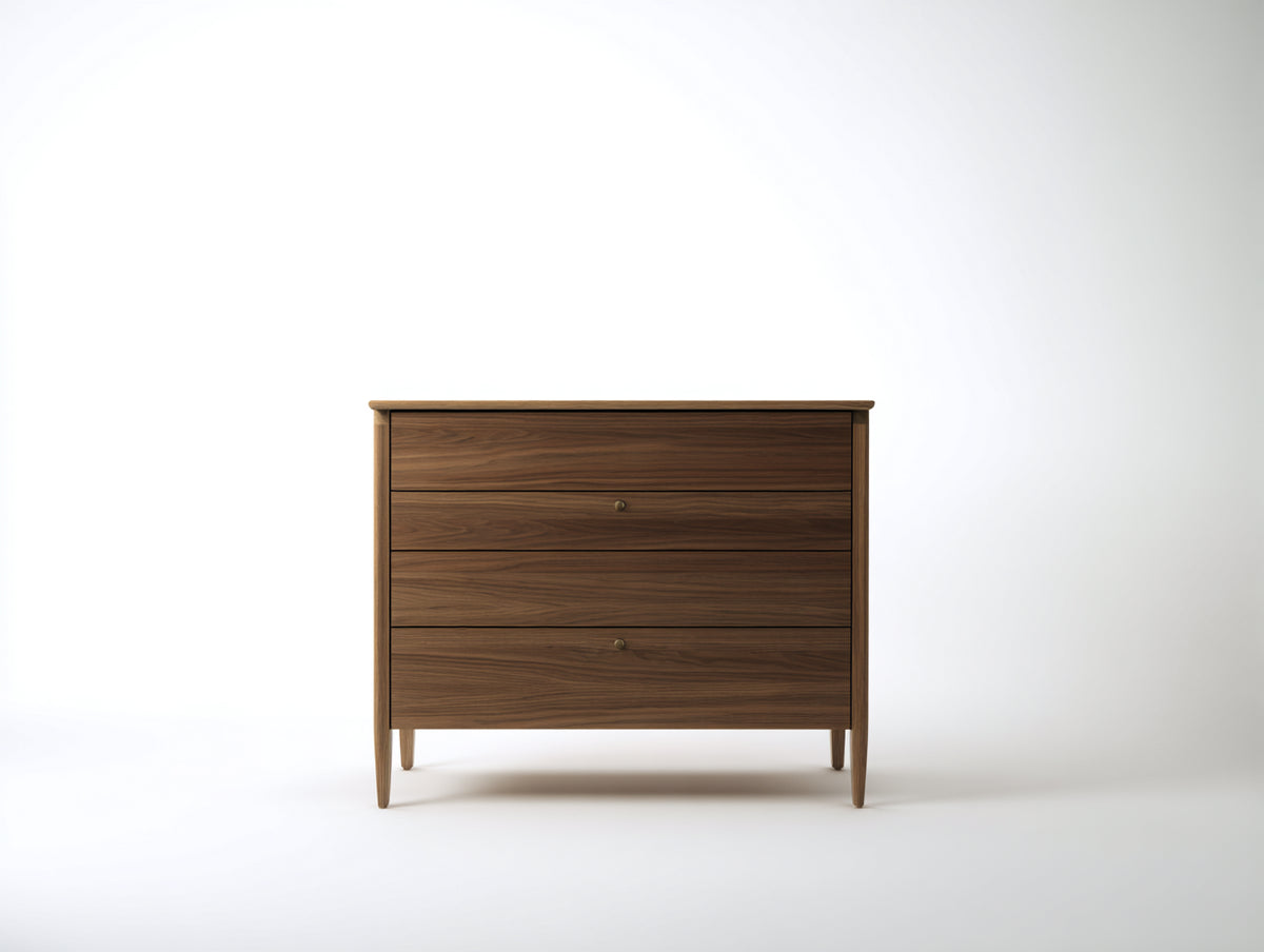 Cómodas de madera 100x40x75 cm - marrón - diseño moderno con 4 cajones para dormitorio
