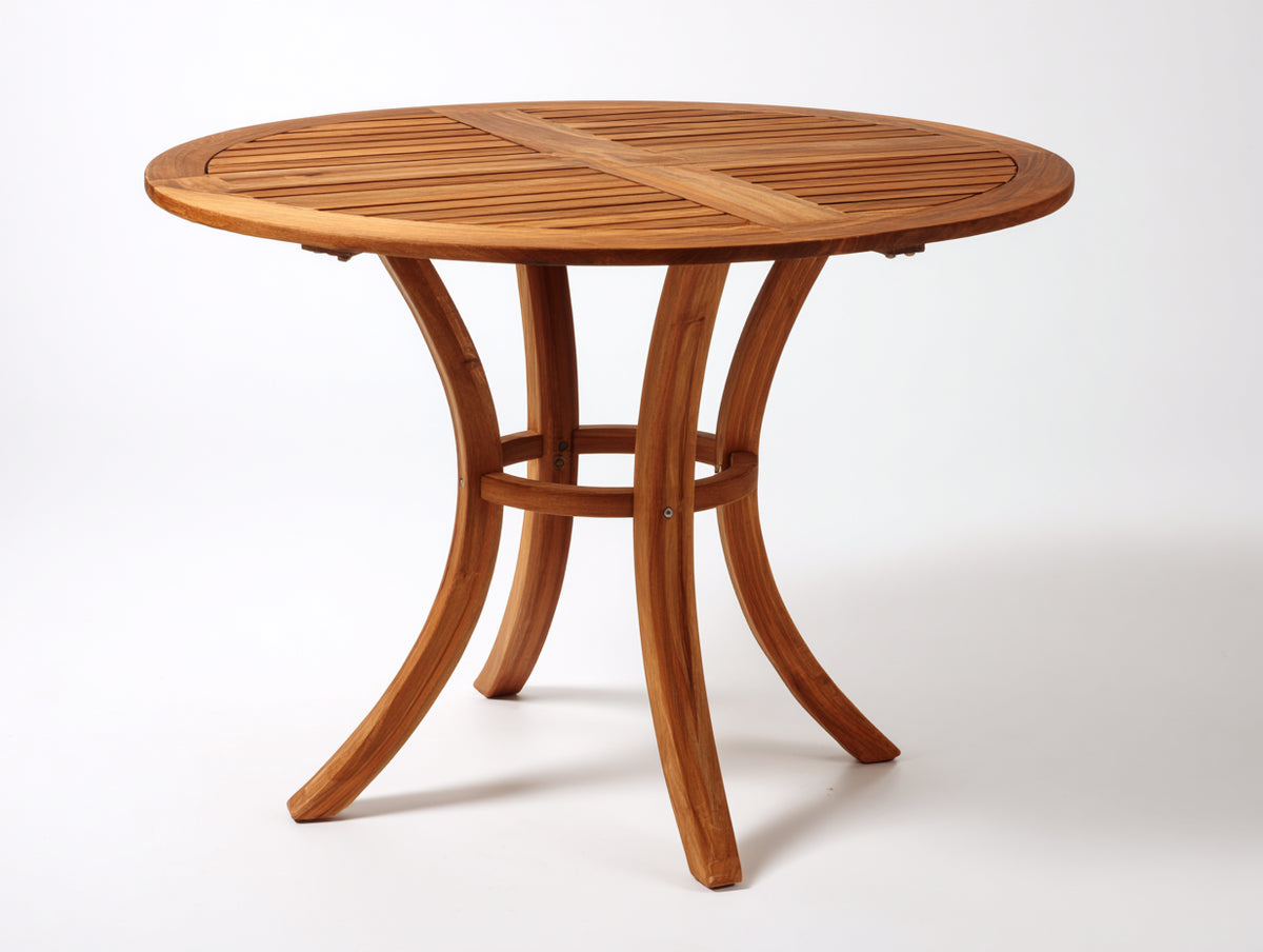 Mesas de jardín de madera 120x120x75 cm - marrón miel - mesa redonda con patas curvas