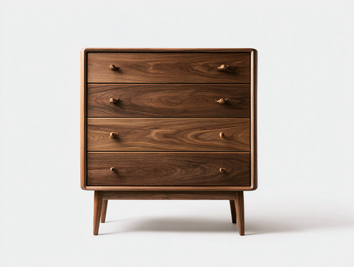 Cómodas de madera 100x40x80 cm - marrón - diseño moderno con 4 cajones para dormitorio