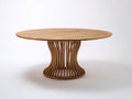 Mesas de jardín redondas de madera 160x160x75 cm - Madera natural - Base de listones curvos - Diseño contemporáneo