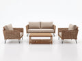 Sofás de exterior de ratán 160x80x78 cm - Marrón-Beige-Negro - Con 2 sillones y mesa de centro - Diseño contemporáneo