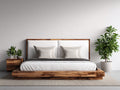 Camas dobles de madera maciza 200x180x95 cm - madera natural-blanco - diseño moderno para dormitorio