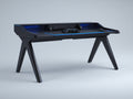 Mesas de oficina gaming 160x70x78 cm - Negro - Iluminación LED azul - 2 cajones - Diseño moderno