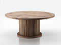Mesas de jardín de madera 180x180x75 cm - marrón natural - mesa redonda con base de pedestal