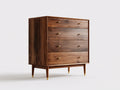 Mesitas de noche de madera 85 x 45 x 110 cm - marrón nogal y dorado - mesita con 4 cajones y patas elevadas de diseño moderno