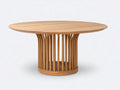 Mesas de jardín de madera 160x160x75 cm - marrón claro - mesa redonda con base abierta de listones