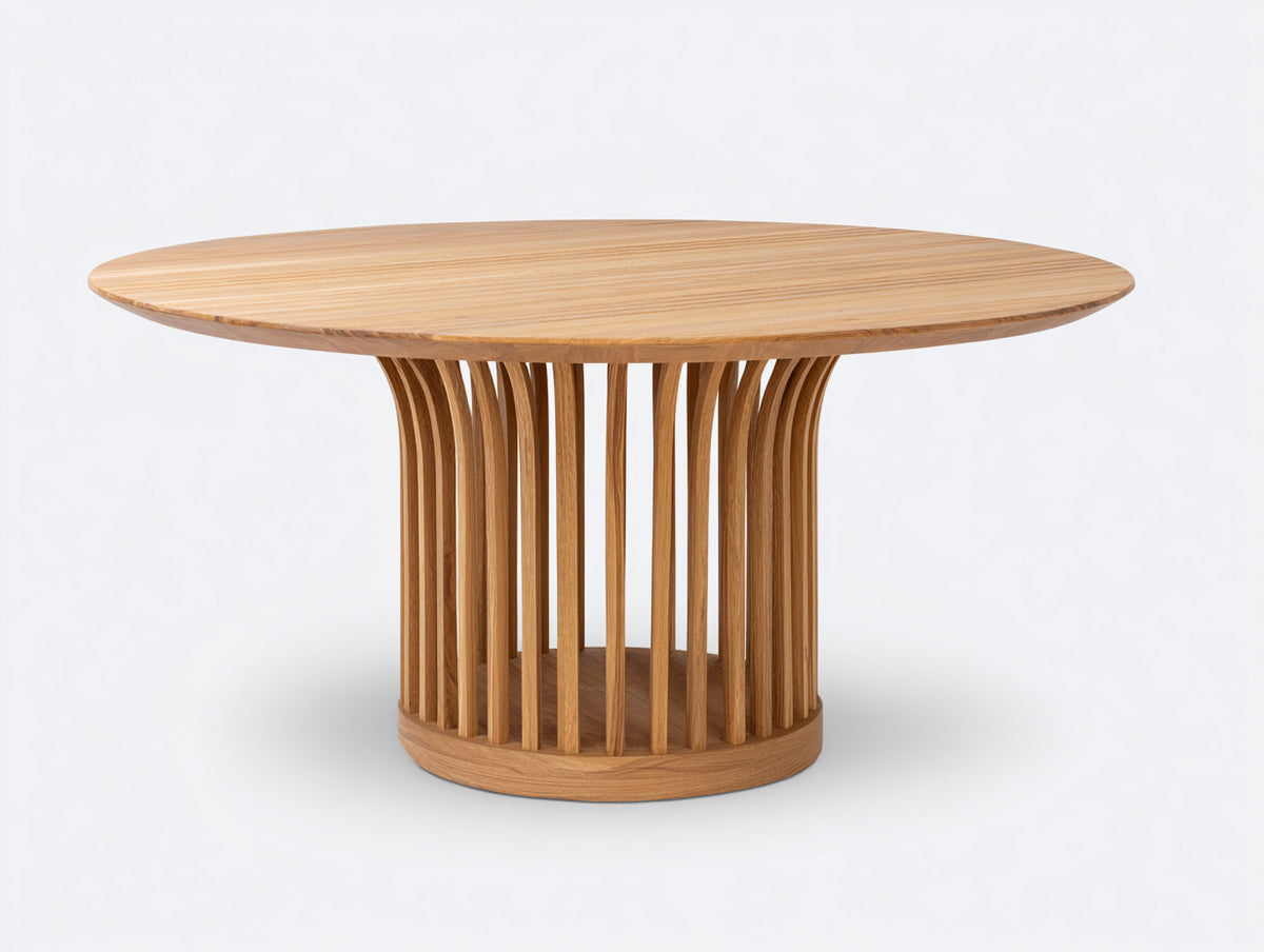 Mesas de jardín de madera 160x160x75 cm - marrón claro - mesa redonda con base abierta de listones