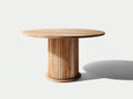 Mesas de jardín de madera 140x140x75 cm - marrón natural - mesa redonda con base cilíndrica acanalada
