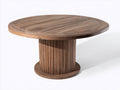 Mesas de jardín de madera 150x150x75 cm - marrón natural - mesa redonda con base central acanalada