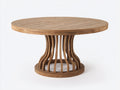 Mesas de jardín de madera 180x180x75 cm - marrón natural - mesa redonda con base curva